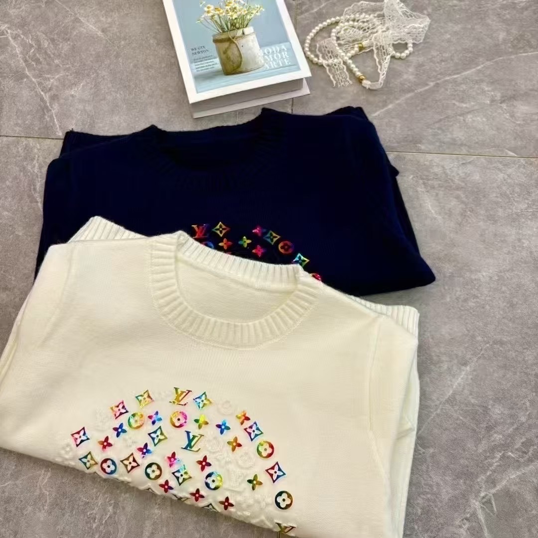 LV一比一女士彩色Monogram圓形刺繡針織毛衣清新百搭款｜歐美奢侈品精品推薦