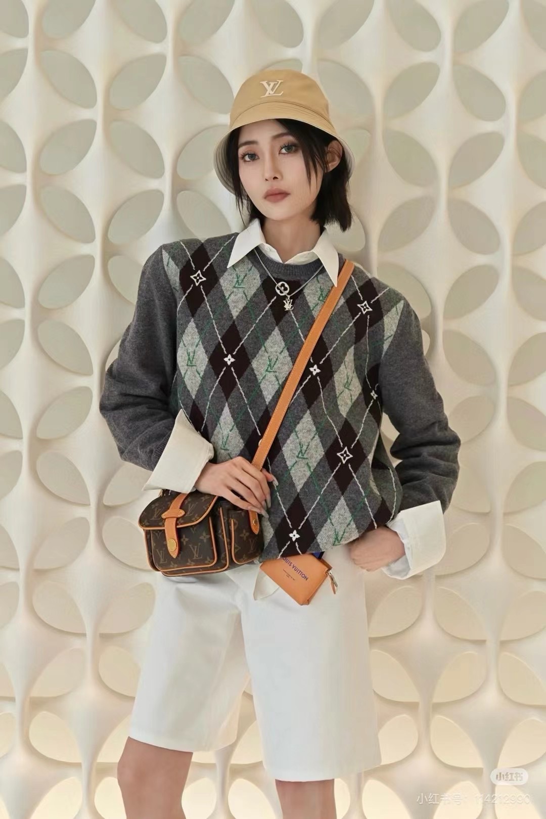 LV原單女士針織長袖毛衣菱格紋休閒百搭款｜歐美奢侈品精品推薦