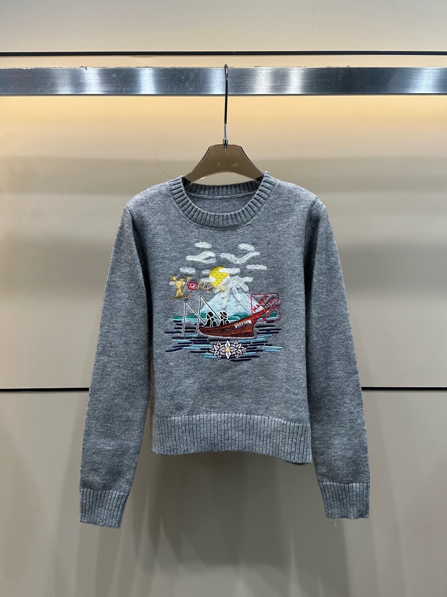 LV A貨女士針織毛衣海景刺繡休閒設計款｜歐美奢侈品精品推薦