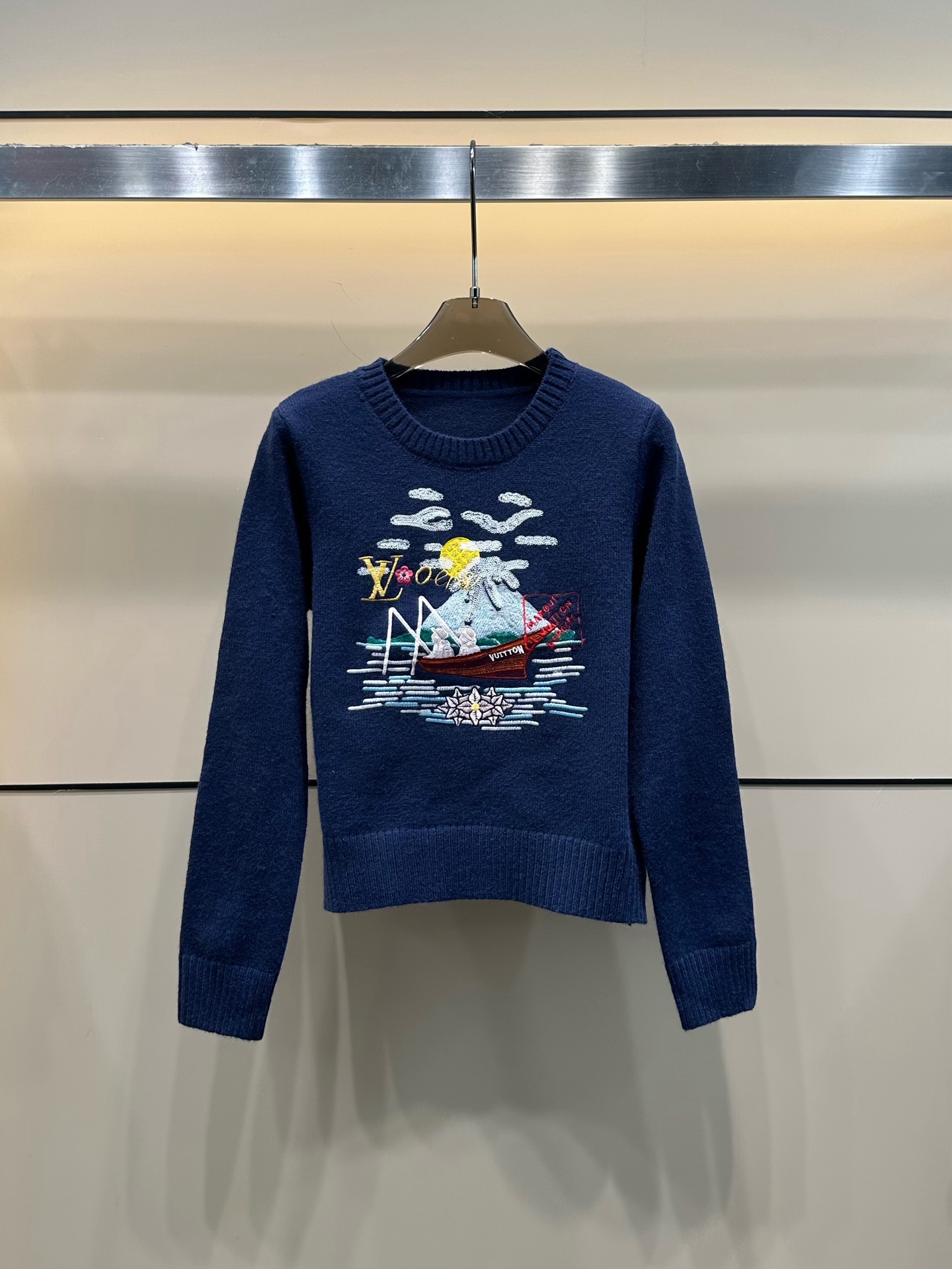 LV A貨女士針織毛衣海景刺繡休閒設計款｜歐美奢侈品精品推薦