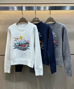 LV A貨女士針織毛衣海景刺繡休閒設計款