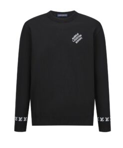 LV高仿男款針織毛衣黑色Logo袖口設計百搭簡約款