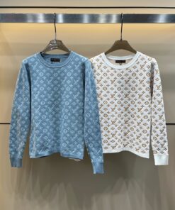 LV 高仿滿版針織毛衣 白色金色字母典雅款