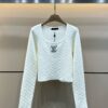 LV高仿女士白色方領長袖短版上衣時尚修身款｜歐美奢侈品精品推薦