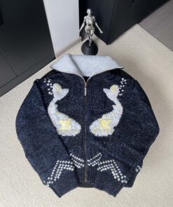 LV高仿女款針織外套兔子圖騰拉鍊設計秋冬限定款
