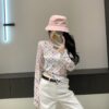 LV 精品仿製女士長袖上衣白色透視彩色Logo時尚修身款｜歐美奢侈品精品推薦