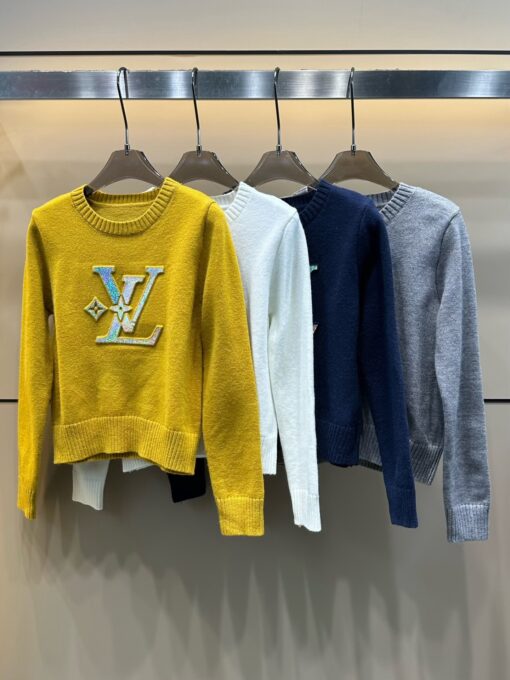 LV A貨女士亮片Logo長袖針織毛衣百搭時尚款