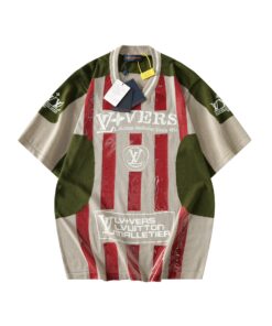 LV高仿男士短袖T恤 拼色條紋設計 潮流百搭2025新品