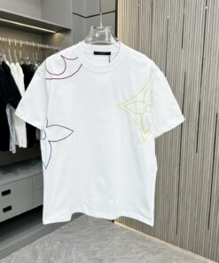 LV高仿男士刺繡短袖T恤 彩色花紋元素 清新百搭款