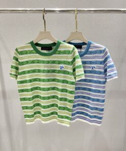 LV高仿男女款短袖T恤條紋設計雙色休閒款