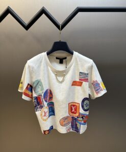 LV高仿彩色徽章印花短袖T恤 女士夏季寬鬆圓領上衣