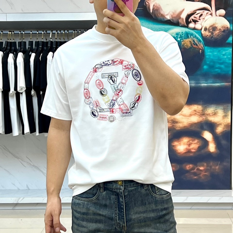 LV高仿男士T恤 經典白色印花設計 時尚百搭舒適上衣｜歐美奢侈品精品推薦