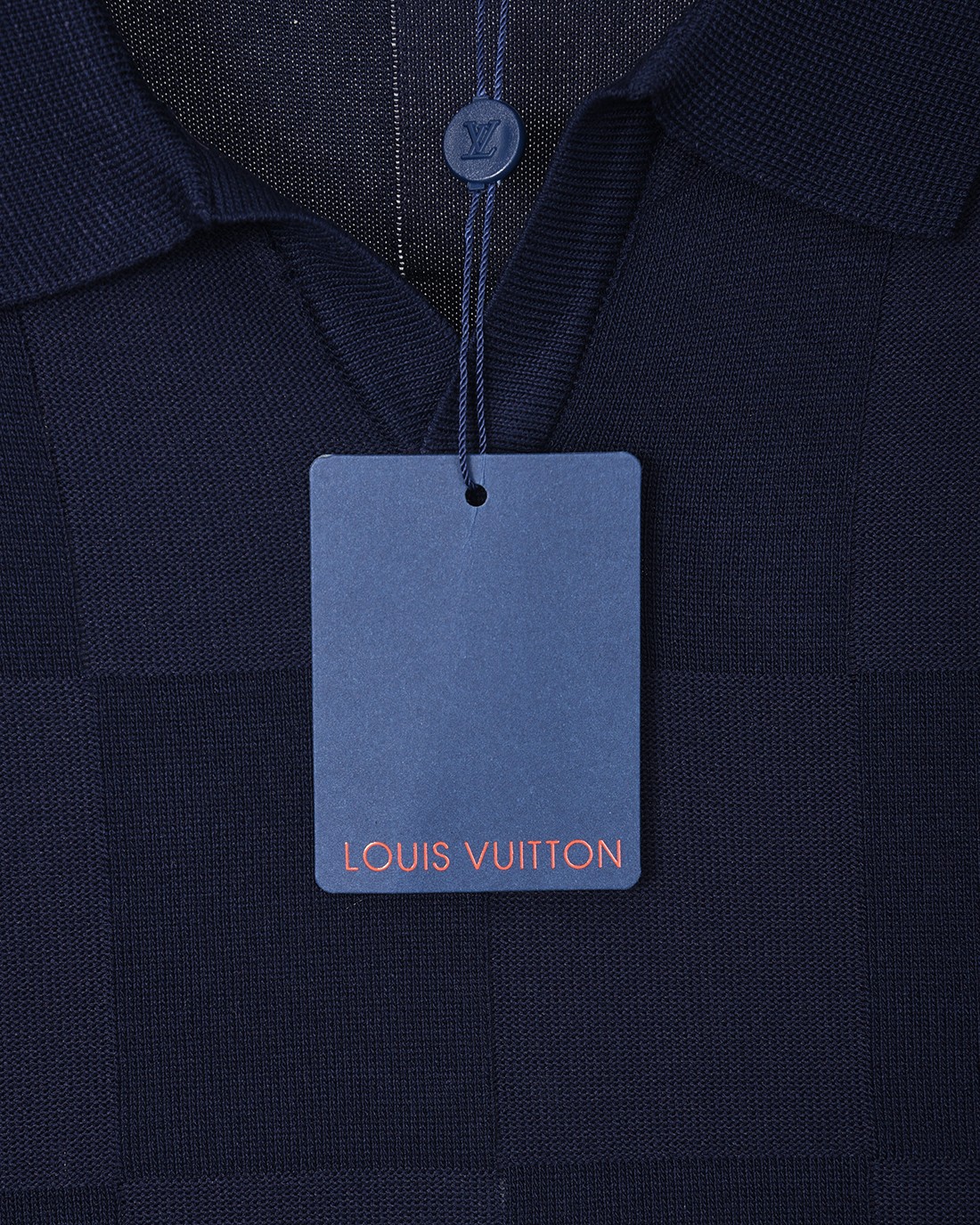 LV 高仿男士短袖 Polo 深藍棋盤格典雅百搭款｜歐美奢侈品精品推薦