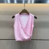 LV精品仿製女士粉白拼色V領針織背心甜美百搭款｜歐美奢侈品精品推薦