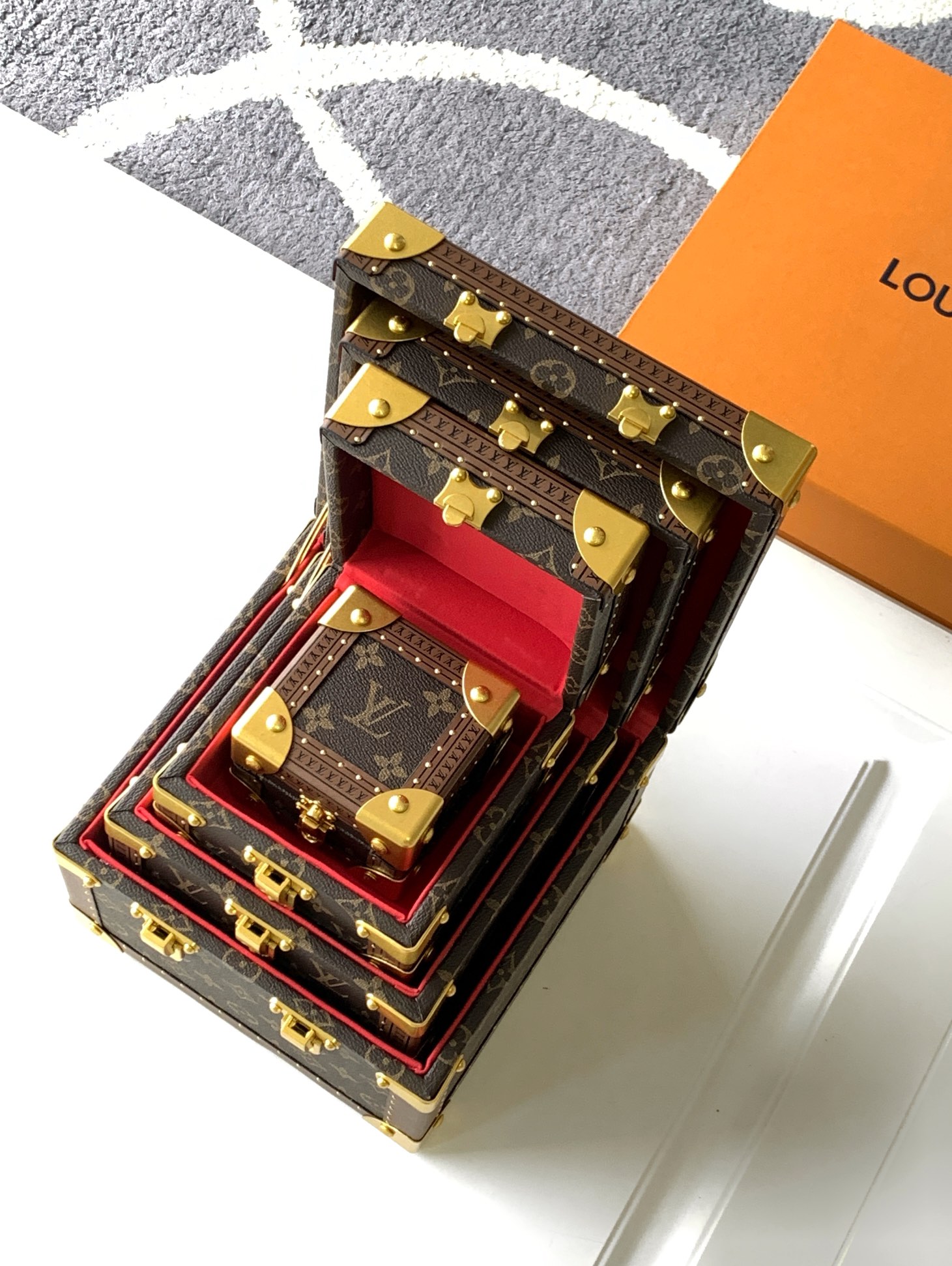 LV高仿經典行李箱四件套 金屬鎖扣復古復刻款｜歐美奢侈品精品推薦