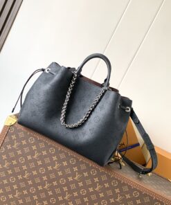 LV高仿黑色鍊條托特包 Monogram壓紋通勤風格設計