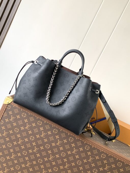 LV高仿黑色鍊條托特包 Monogram壓紋通勤風格設計