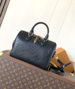 LV一比一黑色Speedy手提包 金屬鎖頭壓紋設計大容量