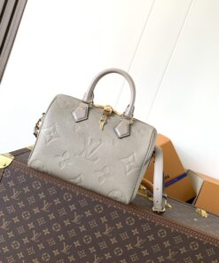 LV原單灰白色Speedy手提包 壓紋皮革氣質款 通勤優選