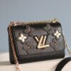 LV 一比一黑色花卉鉚釘鏈條包 精緻小香風單肩斜挎｜歐美奢侈品精品推薦