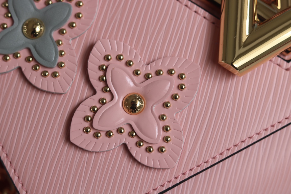 LV 高仿粉色花卉鉚釘鏈條包 優雅甜美單肩斜挎｜歐美奢侈品精品推薦