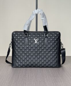 LV 一比一 Damier Graphite 格紋公文包 商務斜挎手提包