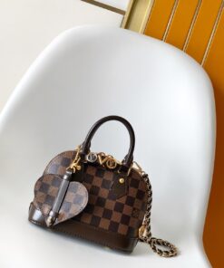 LV高仿棋盤格Alma BB 心形掛飾 迷你貝殼包 鍊帶可肩背款