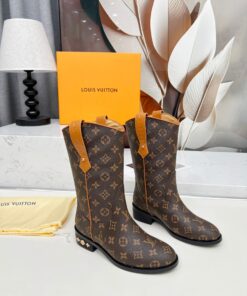 LV 原單經典Monogram中筒女靴 優雅復古款