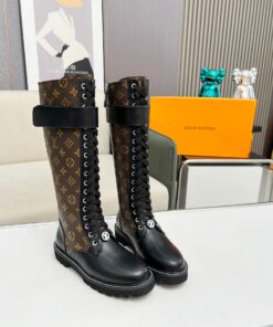 LV 精品仿製長筒綁帶女靴 經典老花設計