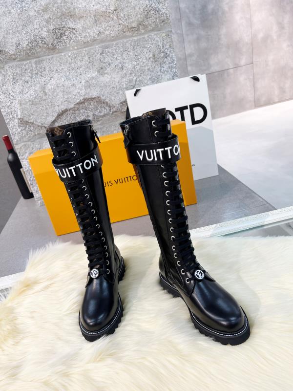 LV 一比一長筒軍靴 黑色小牛皮 系帶設計｜歐美奢侈品精品推薦