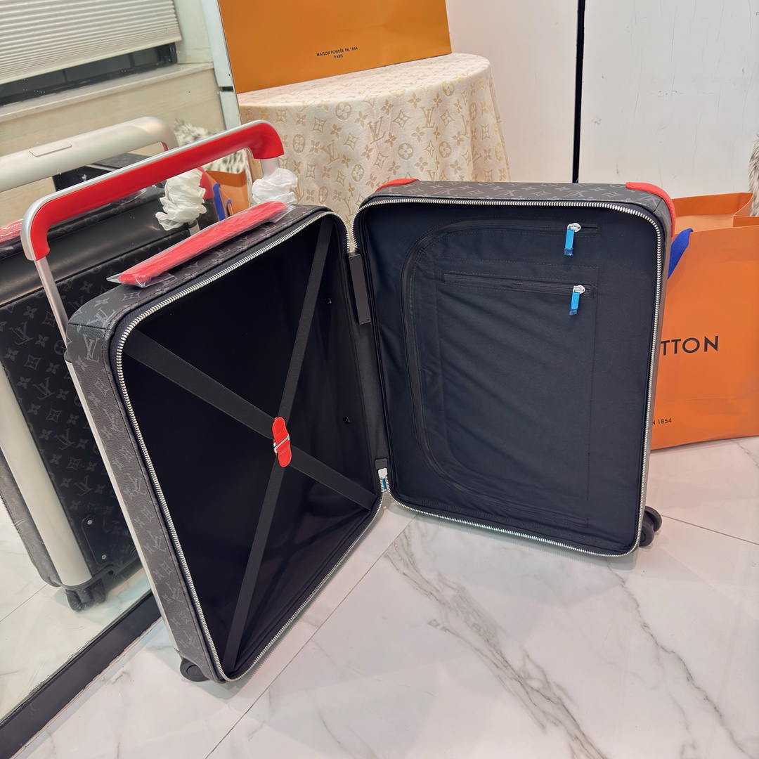 LV 一比一灰色Monogram旅行箱 橙色皮革包角 拉桿登機箱｜歐美奢侈品精品推薦