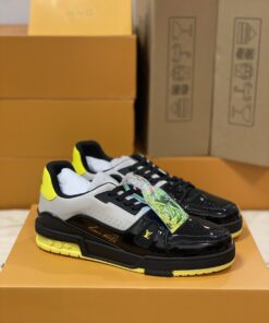LV 一比一亮黑配黃運動鞋 對比配色個性街頭款