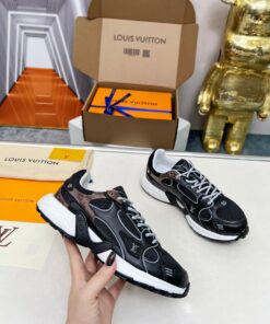 LV 高仿黑棕拼接運動鞋 男士時尚百搭休閒款