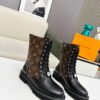 LV 高仿Monogram拼接高筒軍靴 女士厚底時尚馬丁靴｜歐美奢侈品精品推薦