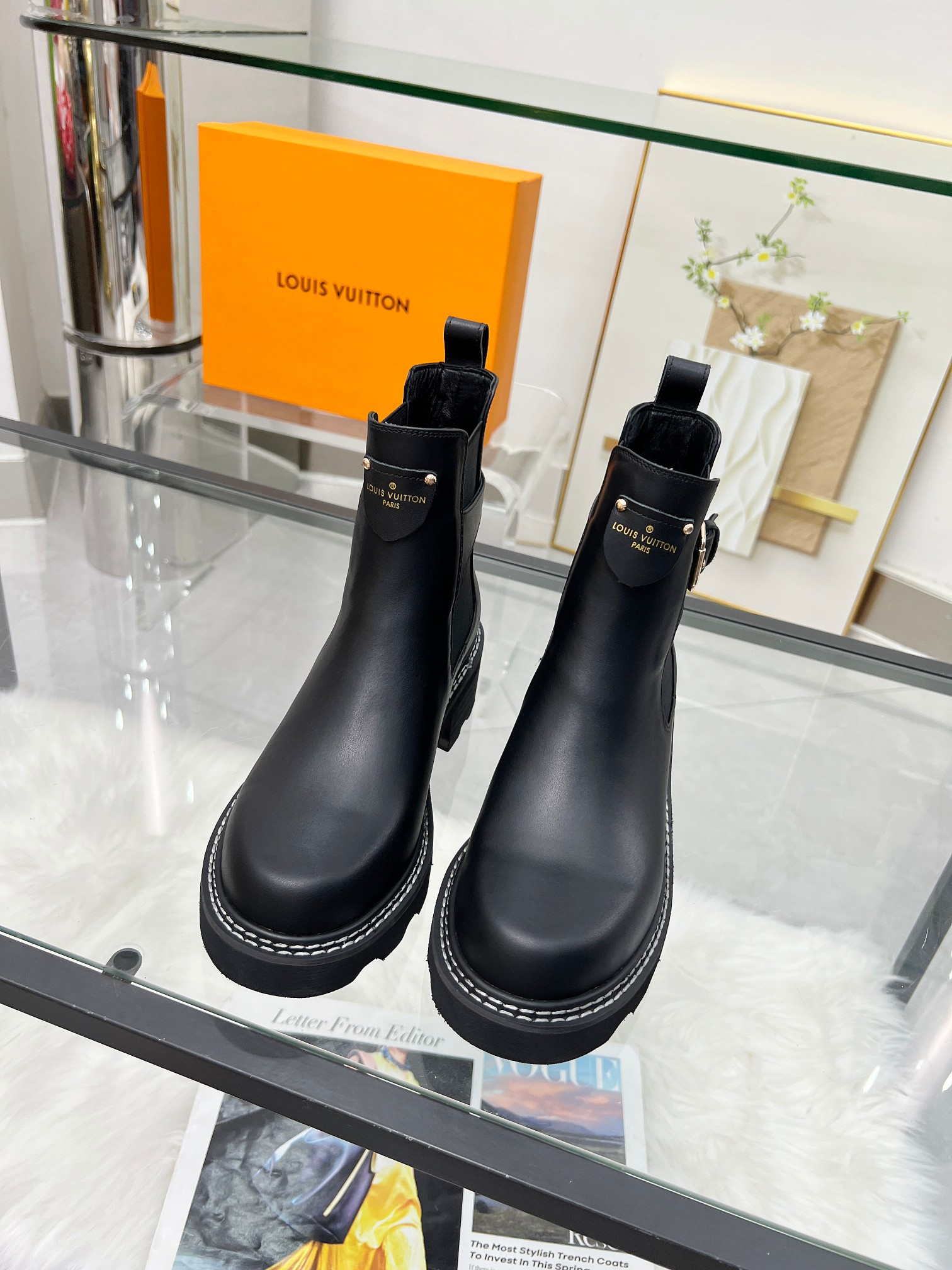 LV 高仿切爾西短靴 女士馬銜扣厚底皮靴｜歐美奢侈品精品推薦