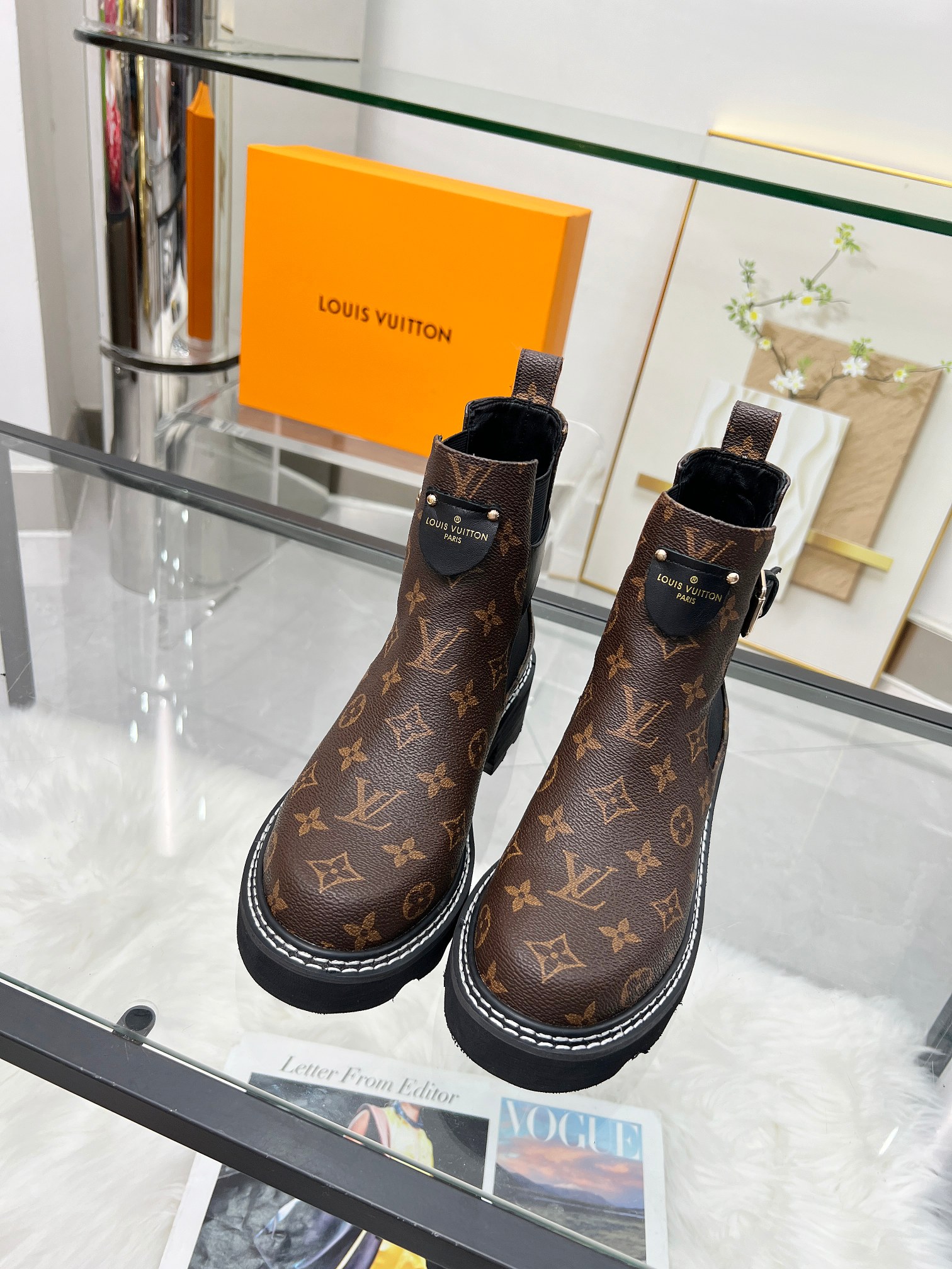 LV 一比一切爾西短靴 女士Monogram厚底皮靴｜歐美奢侈品精品推薦