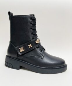 LV 高仿短靴 經典黑色壓紋 Monogram 女士鞋