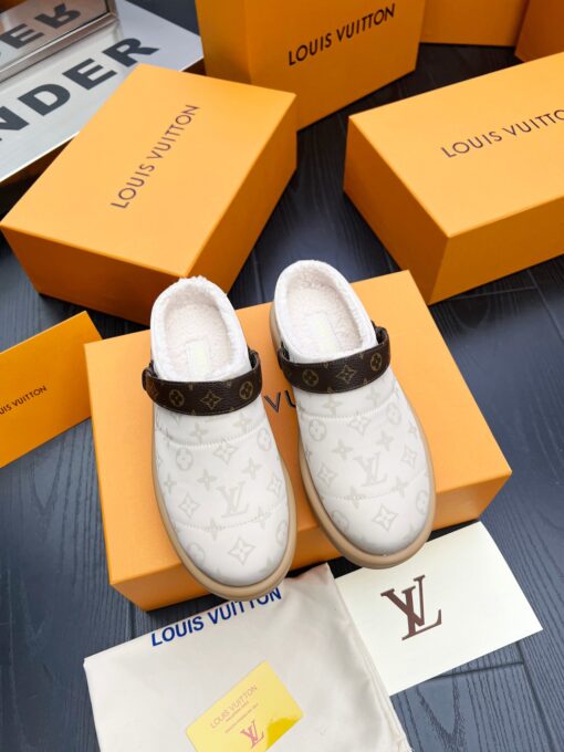LV 原單羊羔絨穆勒鞋 Monogram拼接保暖款