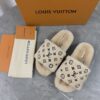 LV 高仿毛絨拖鞋 米色經典黑花紋 輕奢日常款｜歐美奢侈品精品推薦