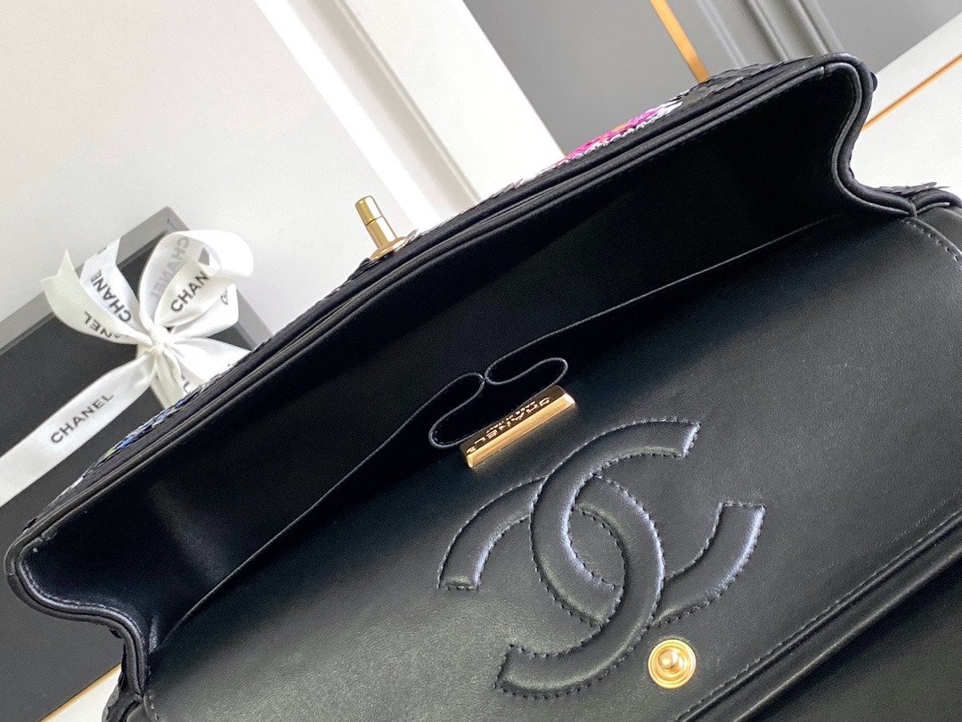 Chanel 一比一亮片花卉口蓋包 金扣鏈條設計｜歐美奢侈品精品推薦