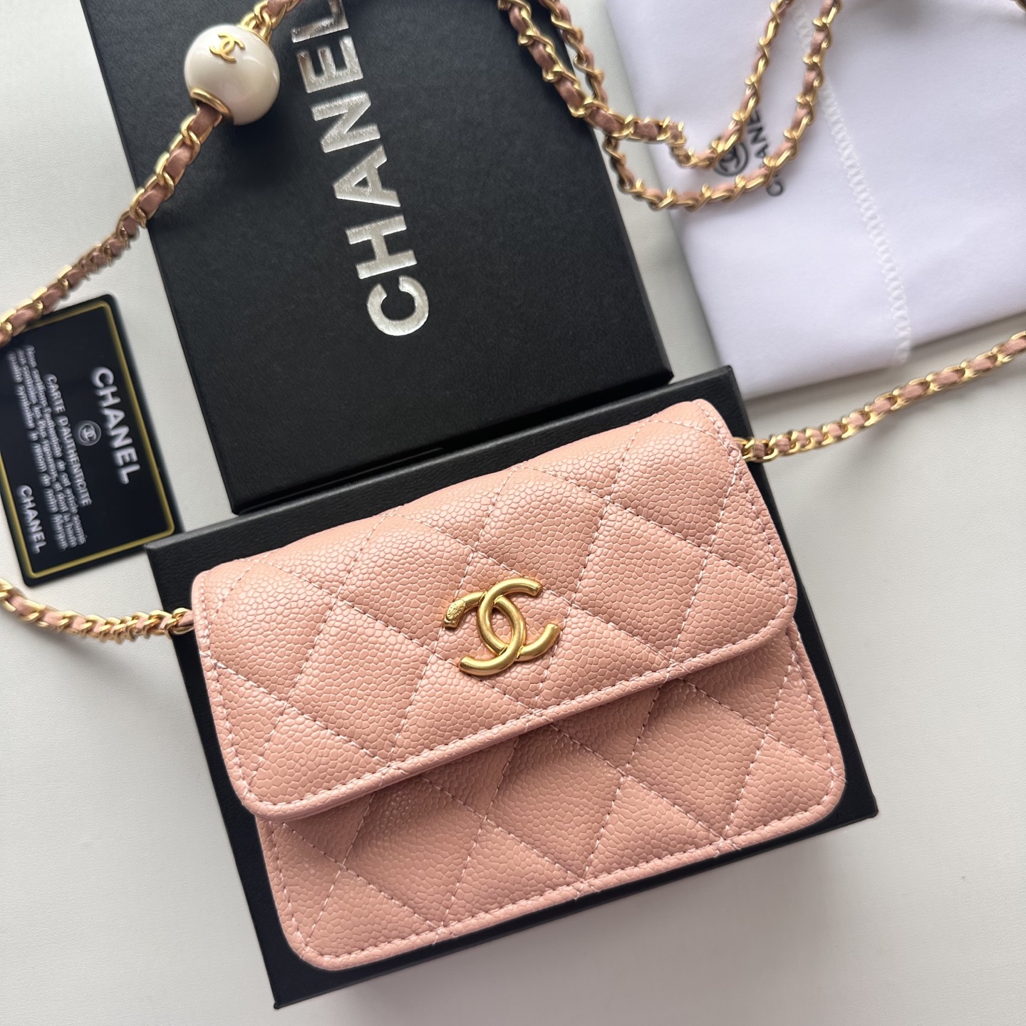 Chanel 高仿粉色口蓋包 荔枝皮菱格紋金扣小香風｜歐美奢侈品精品推薦