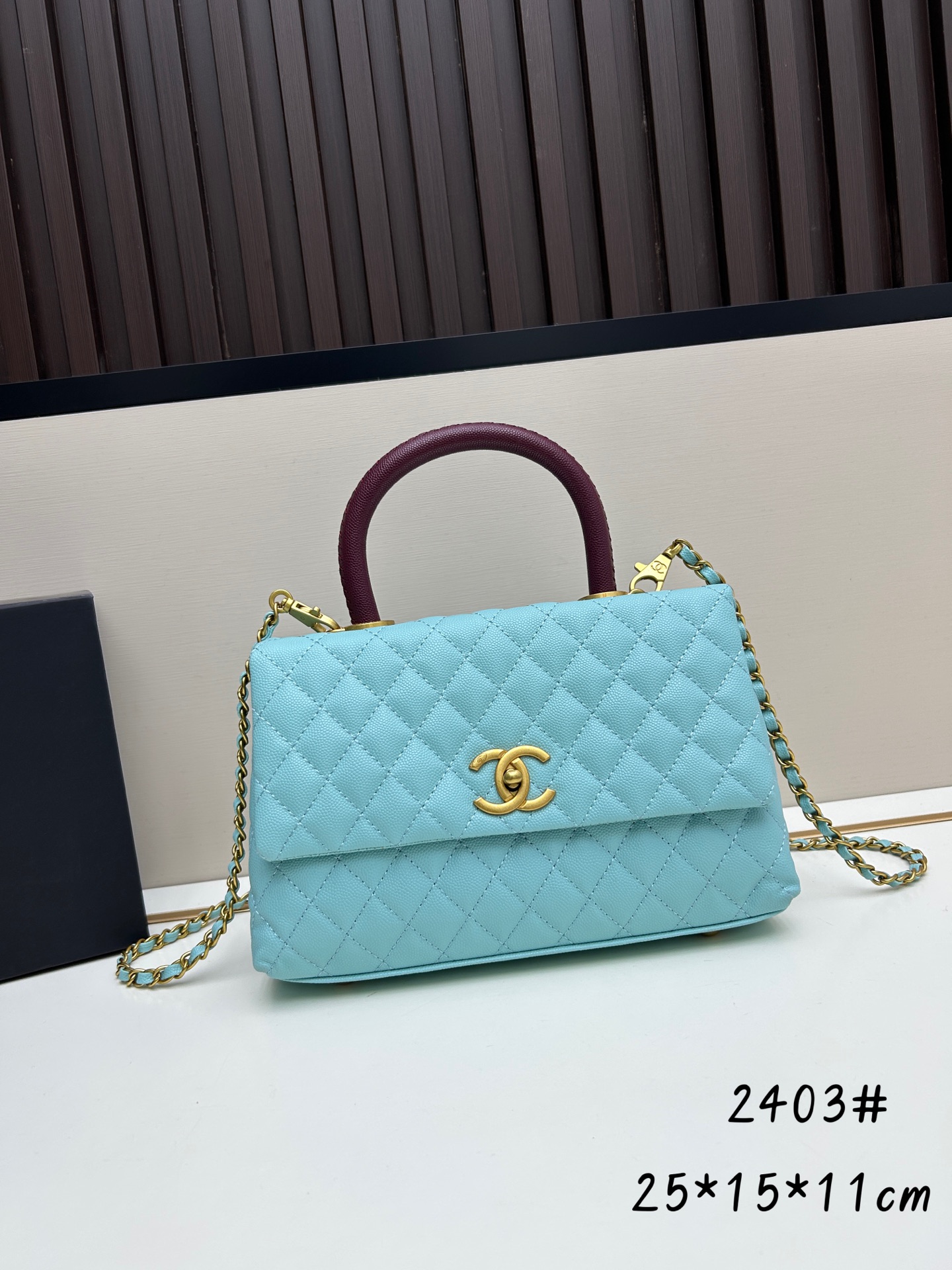 CHANEL高仿湖水藍手提鏈條口蓋包雙用時尚優雅款25cm百搭精品｜歐美奢侈品精品推薦