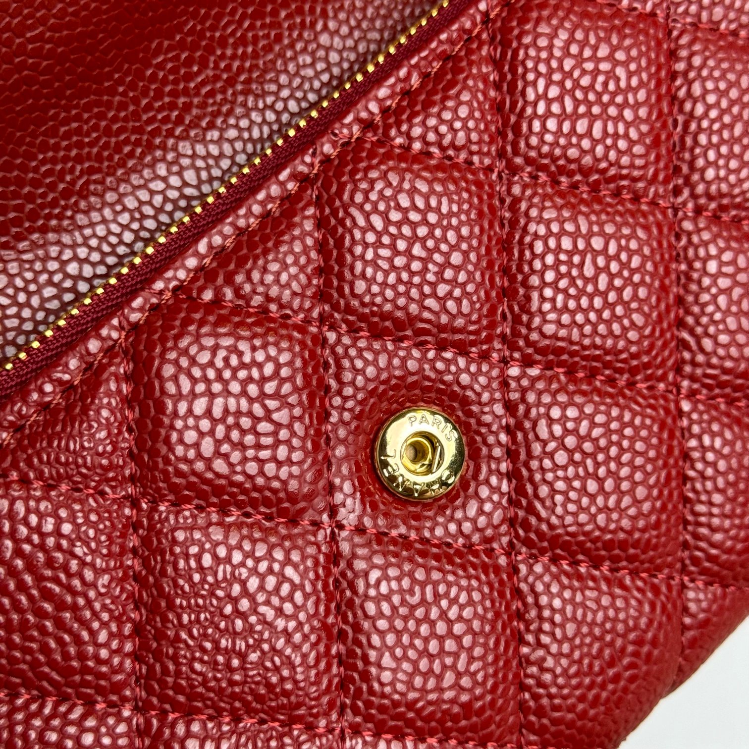CHANEL一比一紅色荔枝皮絎縫長夾金屬雙C LOGO手拿錢包百搭經典款｜歐美奢侈品精品推薦