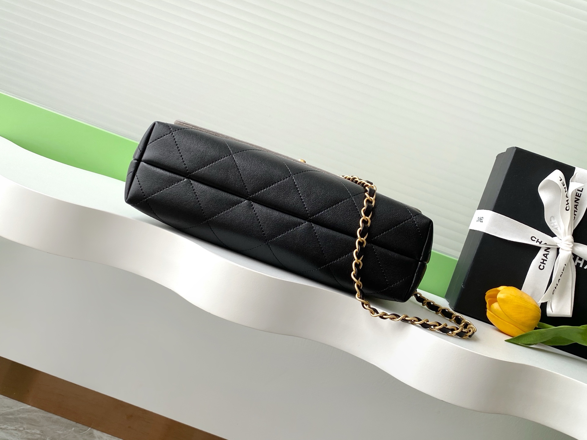 CHANEL 一比一 拼色手提口蓋包 灰黑撞色設計｜歐美奢侈品精品推薦