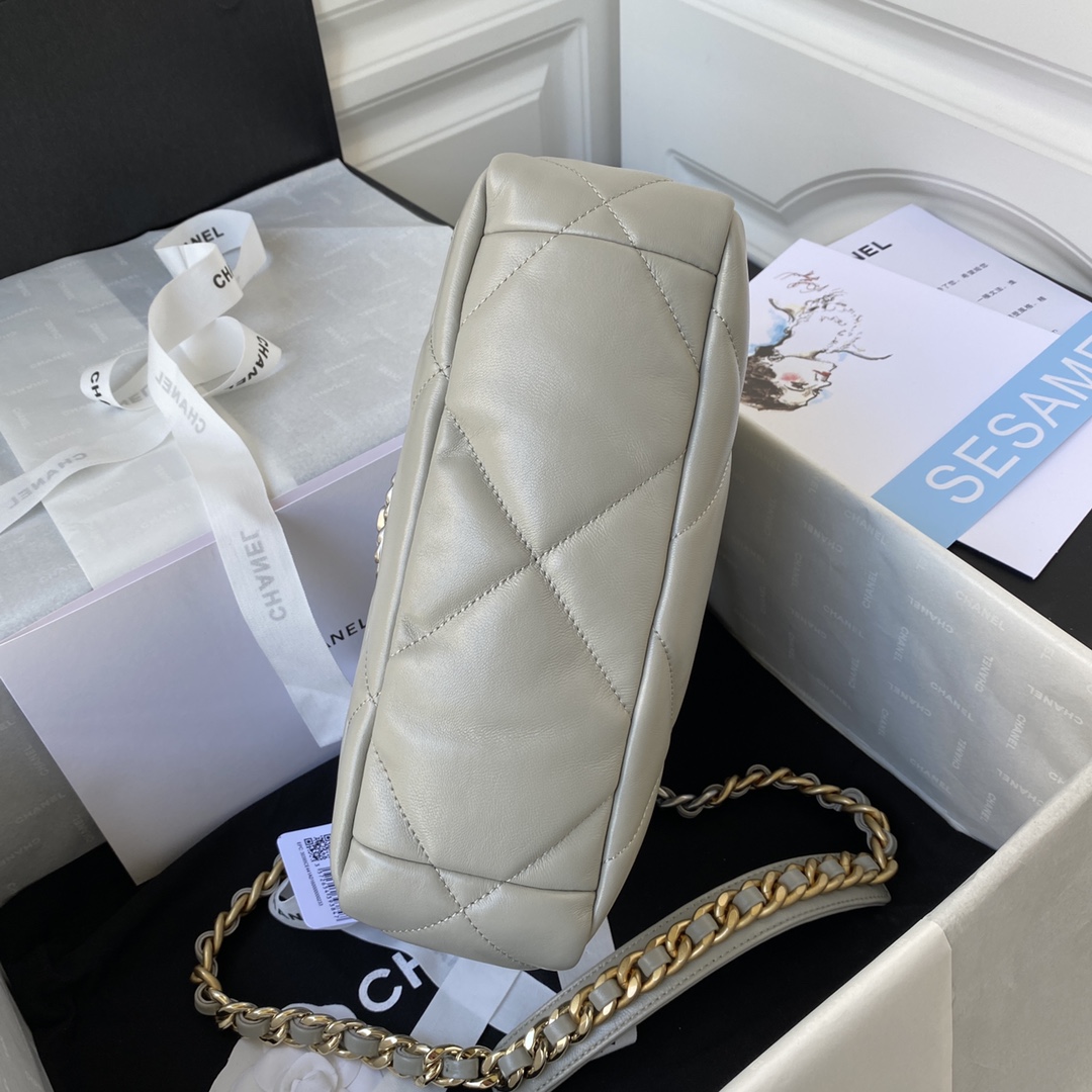 CHANEL 高仿 19 系列口蓋包 灰色羊皮鏈條設計｜歐美奢侈品精品推薦