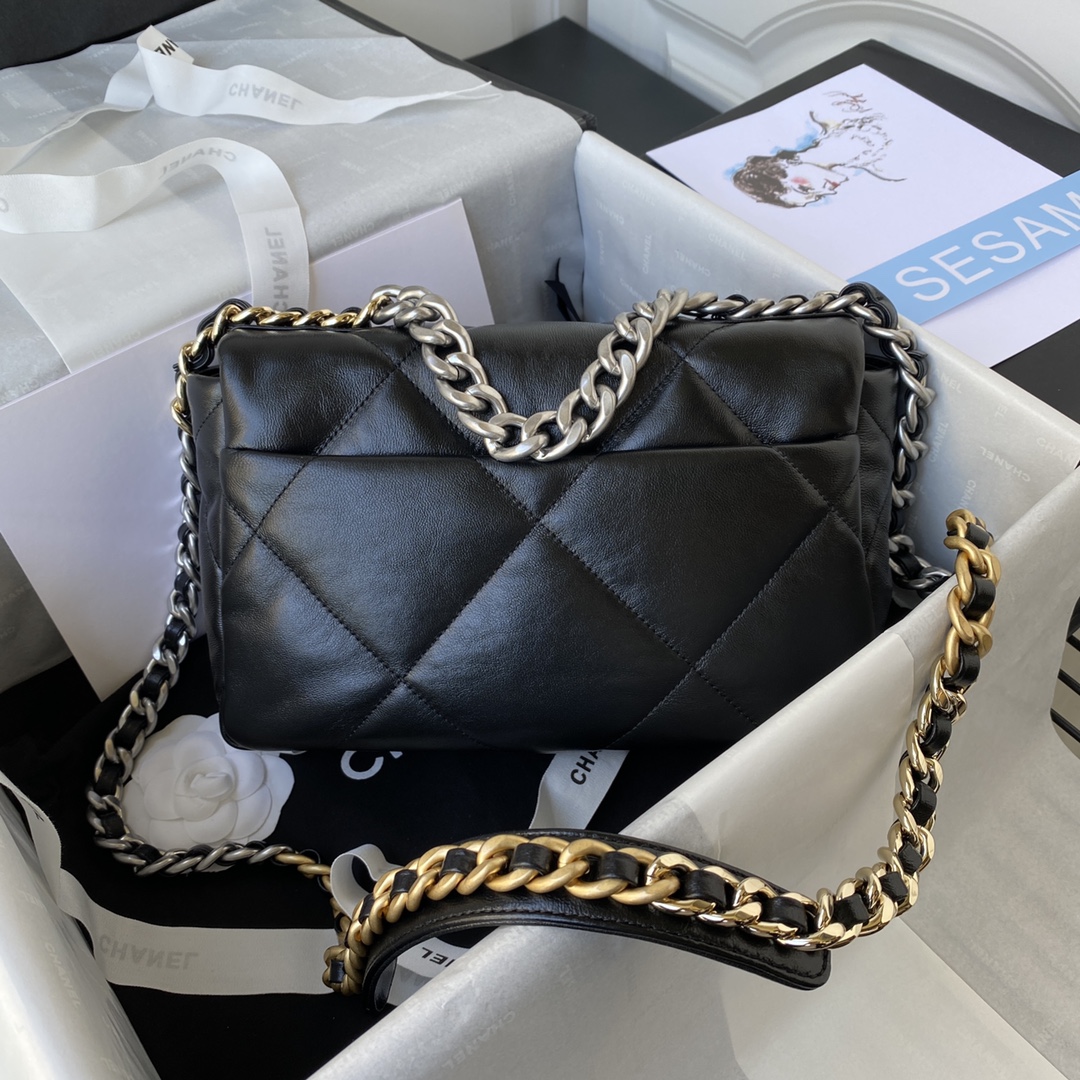 CHANEL 高仿 19 系列黑色口蓋包 金銀鏈條設計｜歐美奢侈品精品推薦