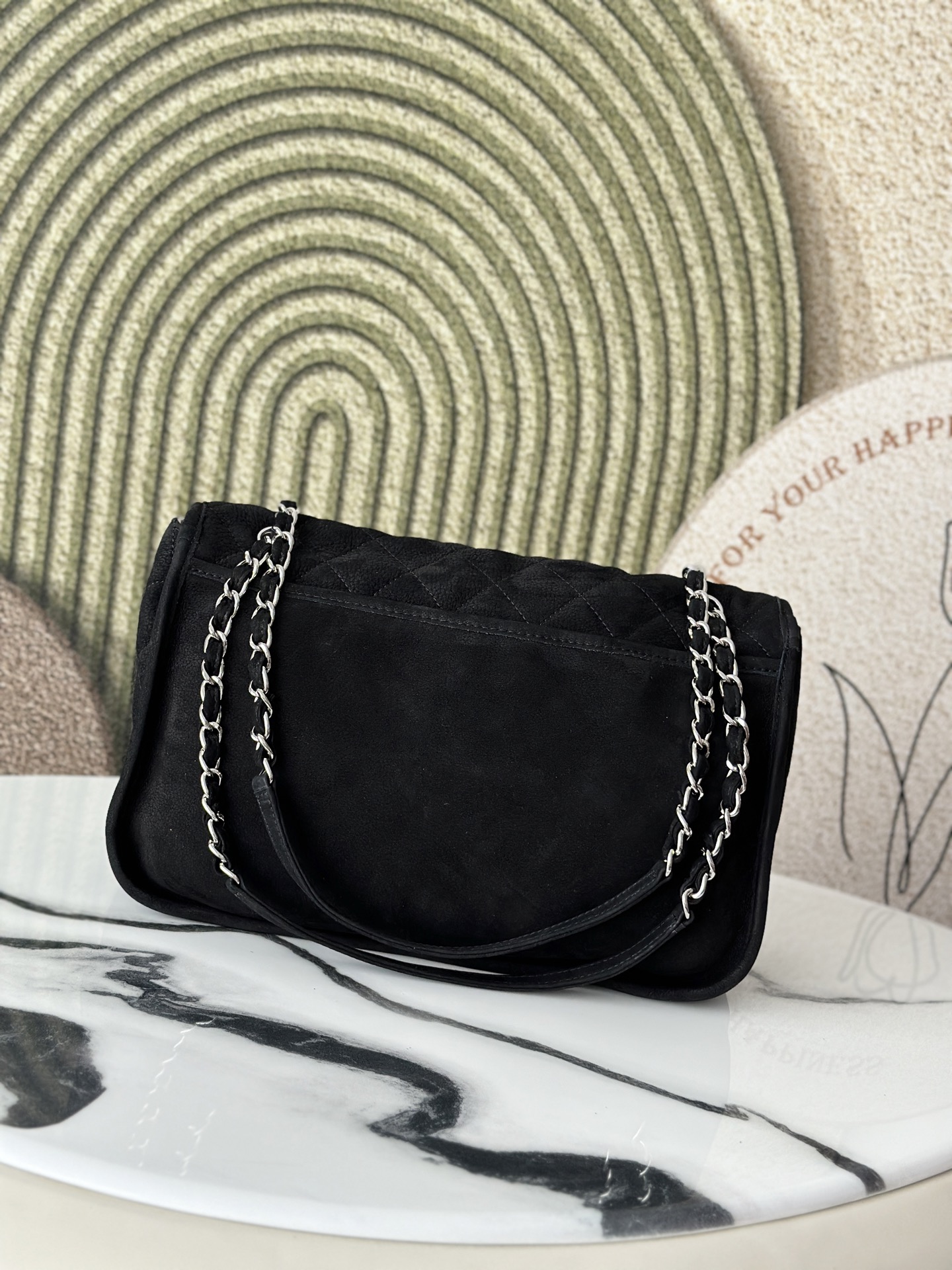CHANEL 高仿麂皮菱格鏈條包 經典黑色大翻蓋肩背包｜歐美奢侈品精品推薦