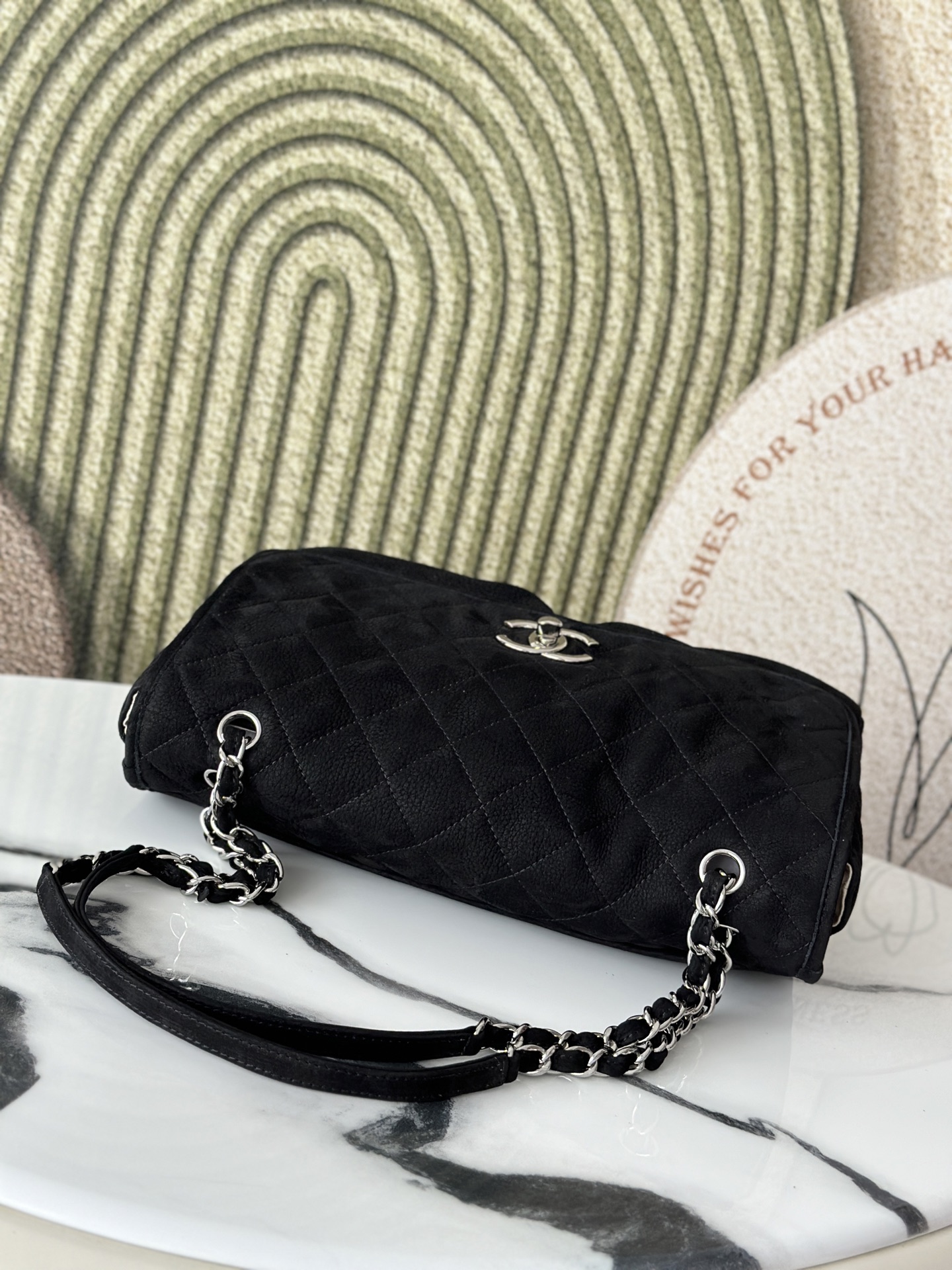 CHANEL 高仿麂皮菱格鏈條包 經典黑色大翻蓋肩背包｜歐美奢侈品精品推薦