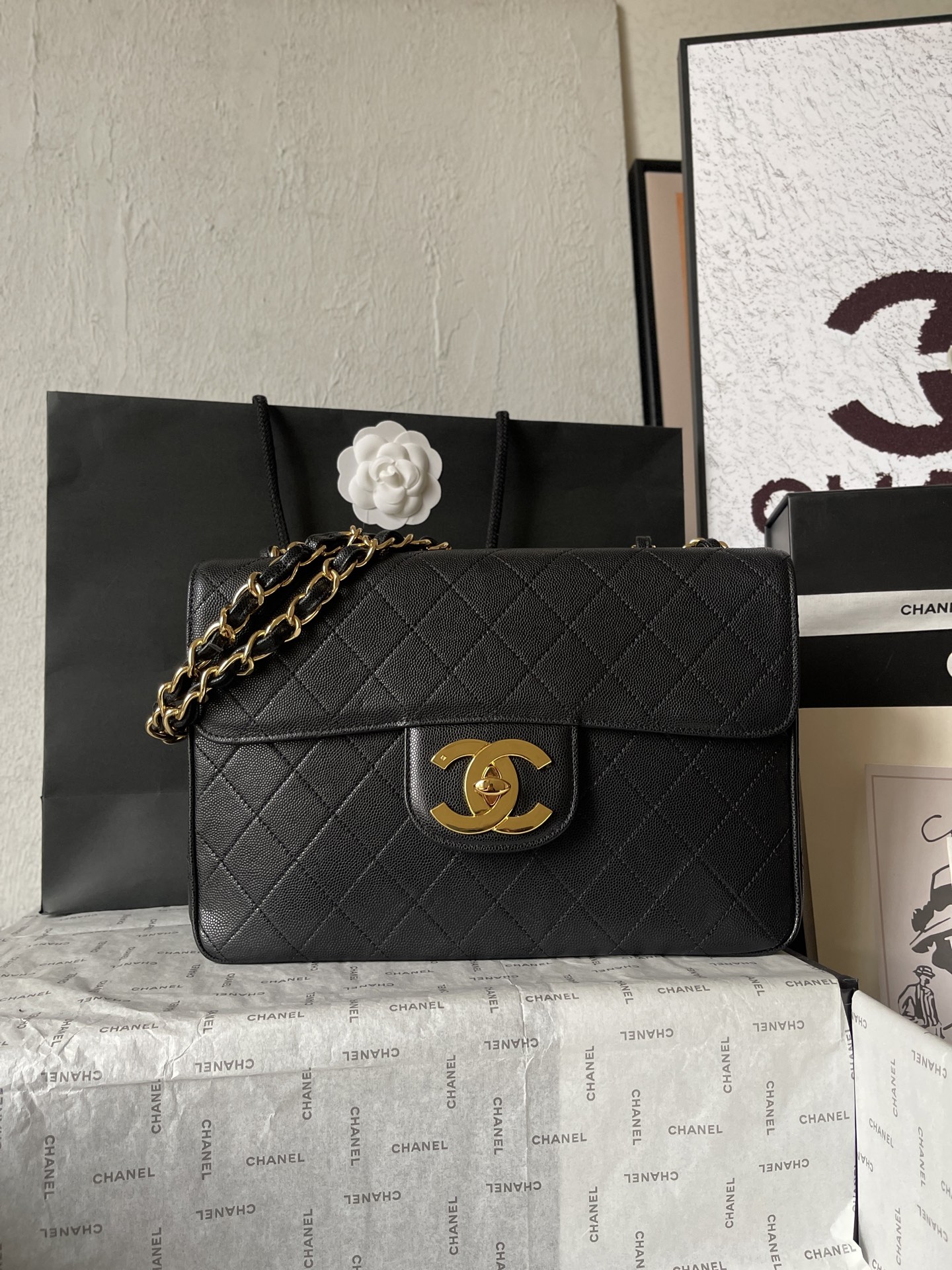 CHANEL 高仿復古金扣菱格鏈條包 黑色翻蓋通勤手袋｜歐美奢侈品精品推薦