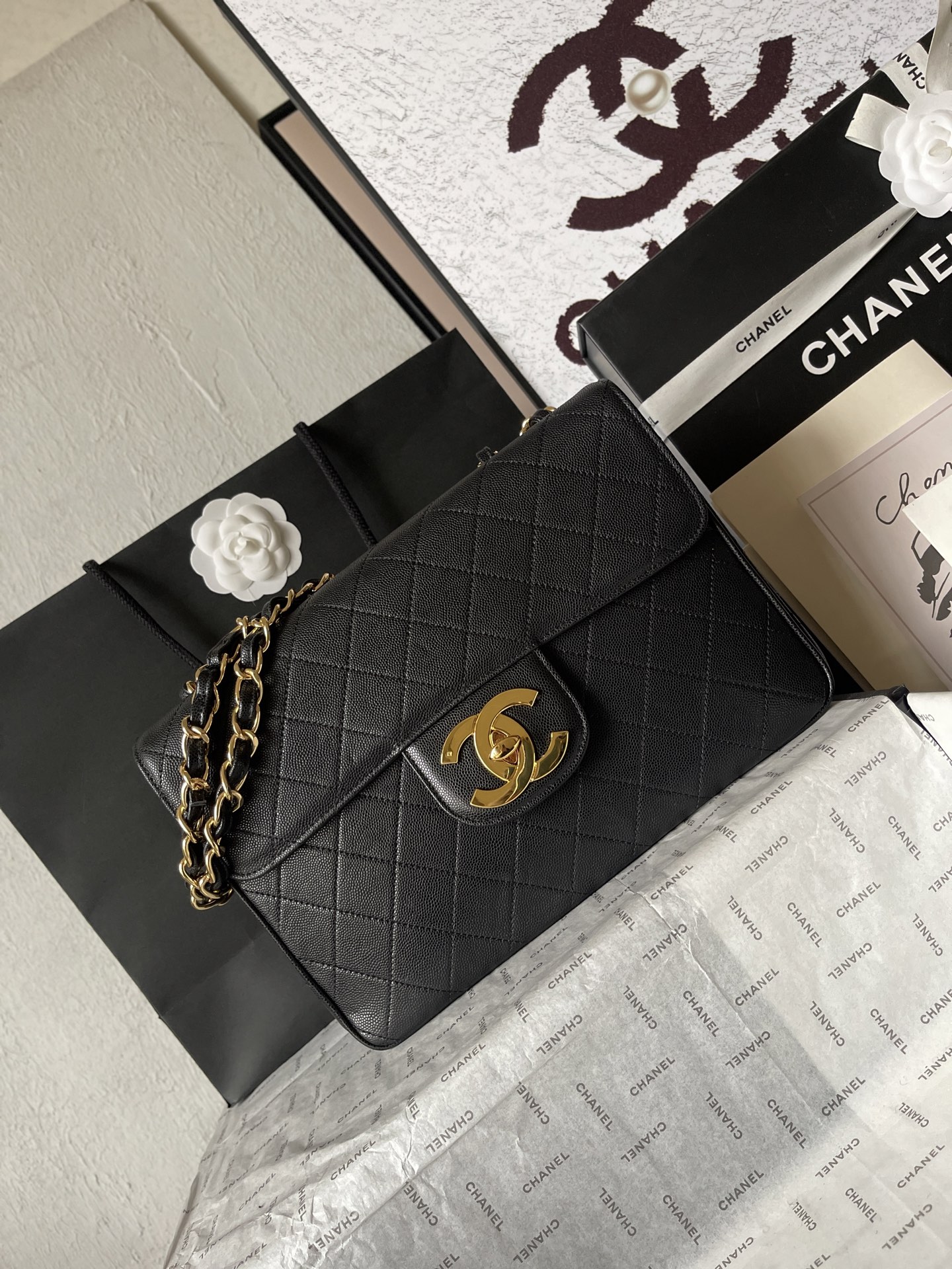 CHANEL 高仿復古金扣菱格鏈條包 黑色翻蓋通勤手袋｜歐美奢侈品精品推薦